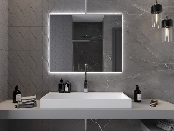 Mexen Sun, LED koupelnové zrcadlo s podsvícením 100x80 cm, 6000K, ochrana proti zamlžování, 9807-100-080-611-00