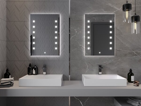 Mexen Ner, LED koupelnové zrcadlo s podsvícením 50x70 cm, 6000K, ochrana proti zamlžování, 9809-050-070-611-00