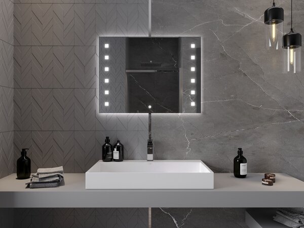 Mexen Ner, LED koupelnové zrcadlo s podsvícením 80x60 cm, 6000K, ochrana proti zamlžování, 9809-080-060-611-00