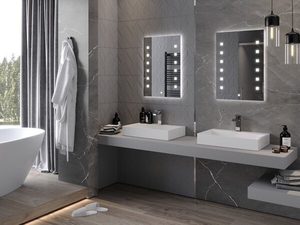 Mexen Ner, LED koupelnové zrcadlo s podsvícením 50x70 cm, 6000K, ochrana proti zamlžování, 9809-050-070-611-00