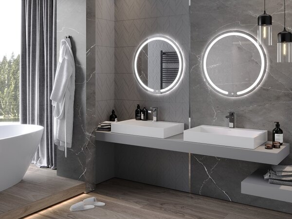 Mexen Rose, LED koupelnové zrcadlo s podsvícením 70x70 cm, 6000K, ochrana proti zamlžování, 9810-070-070-611-00