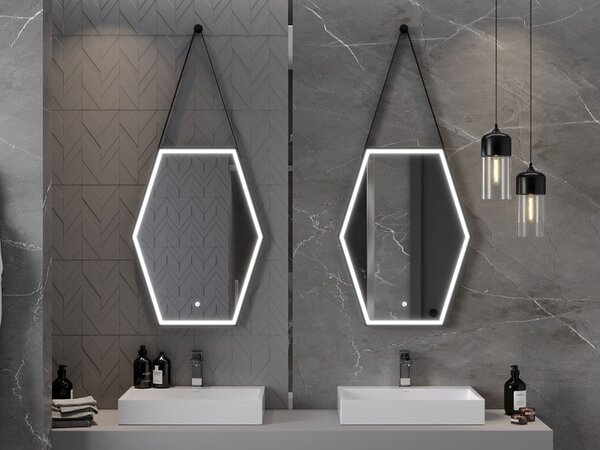 Mexen Orla, LED koupelnové zrcadlo s podsvícením a černým rámem 60x80 cm, 6000K, ochrana proti zamlžování, 9815-060-080-611-70