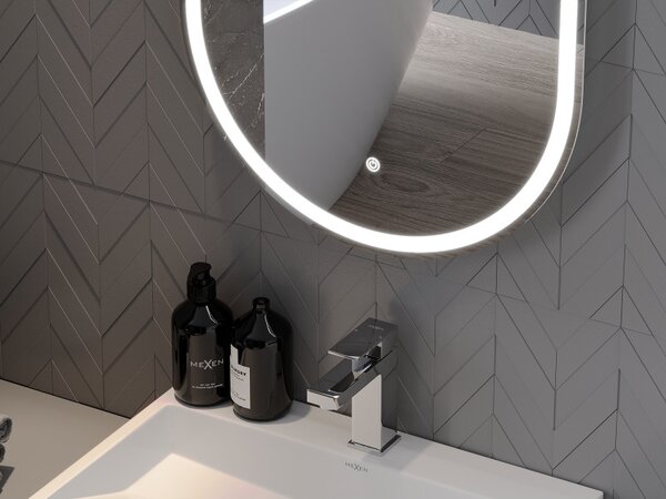 Mexen Bono, LED koupelnové zrcadlo s podsvícením 55 x 155 cm, 6000K, ochrana proti zamlžování, 9816-055-155-611-00