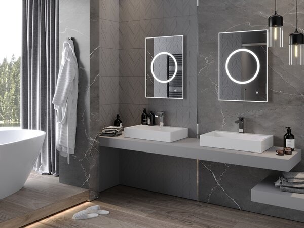 Mexen Koga, LED koupelnové zrcadlo s podsvícením 50 x 70 cm, 6000K, ochrana proti zamlžování, 9821-050-070-611-00