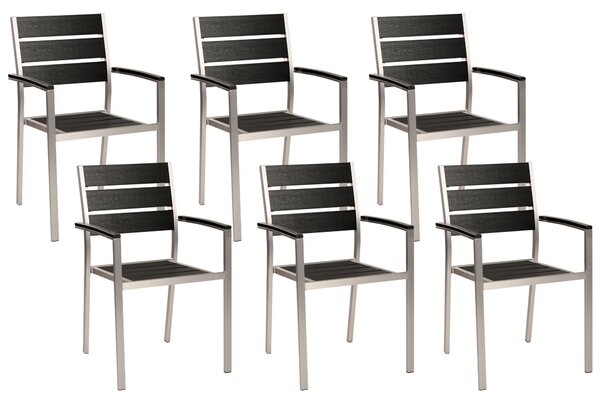 Sada 6 jídelních židlí černé VERNIO