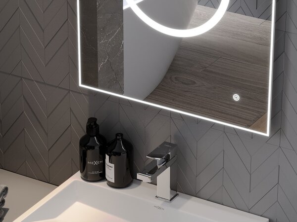 Mexen Koga, LED koupelnové zrcadlo s podsvícením 60 x 80 cm, 6000K, ochrana proti zamlžování, 9821-060-080-611-00