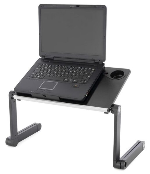 Notebookový stolek s USB větrákem, stříbrnočerný