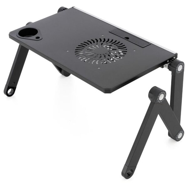 Notebookový stolek s USB větrákem, stříbrnočerný