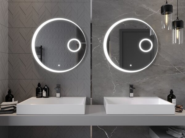 Mexen Ella, LED koupelnové zrcadlo s podsvícením a kosmetickým zrcátkem 70x70 cm, 6000K, ochrana proti zamlžování, 9811-070-070-611-00