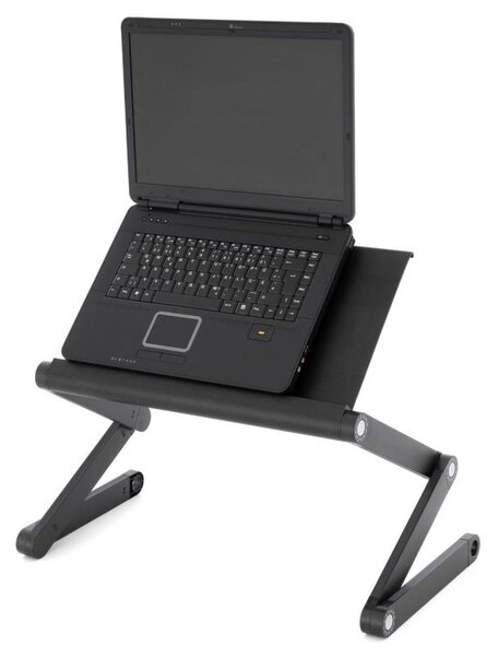 Stolek na laptop nastavitelný s větracími štěrbinami, černý