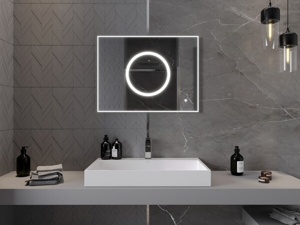 Mexen Koga, LED koupelnové zrcadlo s podsvícením 80 x 60 cm, 6000K, ochrana proti zamlžování, 9821-080-060-611-00