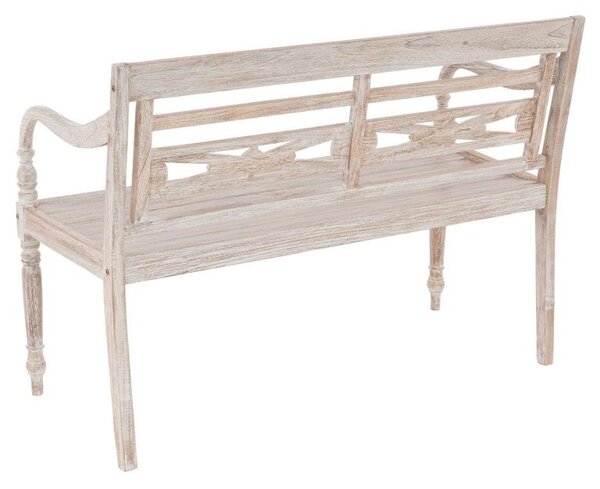 DIVERO 2-místná zahradní lavice - 119 cm, teak, bílá shabby
