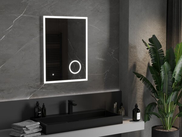 Mexen Kala, LED koupelnové zrcadlo s podsvícením a kosmetickým zrcadlem 60 x 80 cm, 6000K, ochrana proti zamlžování, 9820-060-080-611-00