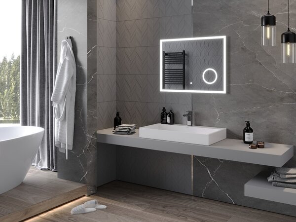 Mexen Kala, LED koupelnové zrcadlo s podsvícením a kosmetickým zrcadlem 80 x 60 cm, 6000K, ochrana proti zamlžování, 9820-080-060-611-00