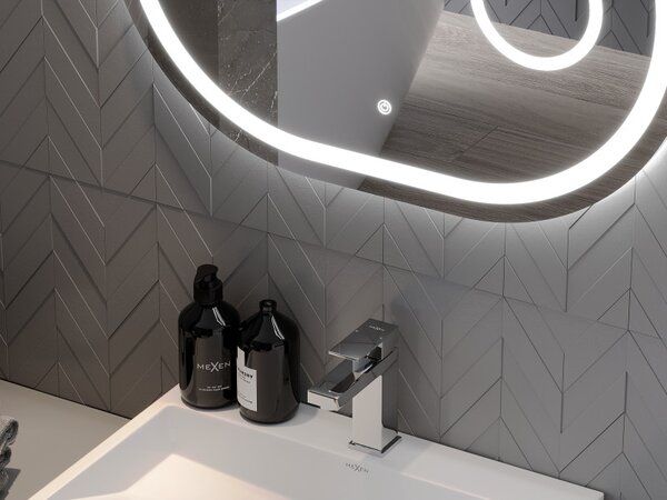 Mexen Umba, LED koupelnové zrcadlo s podsvícením a kosmetickým zrcadlem 80 x 60 cm, 6000K, ochrana proti zamlžování, 9822-080-060-611-00
