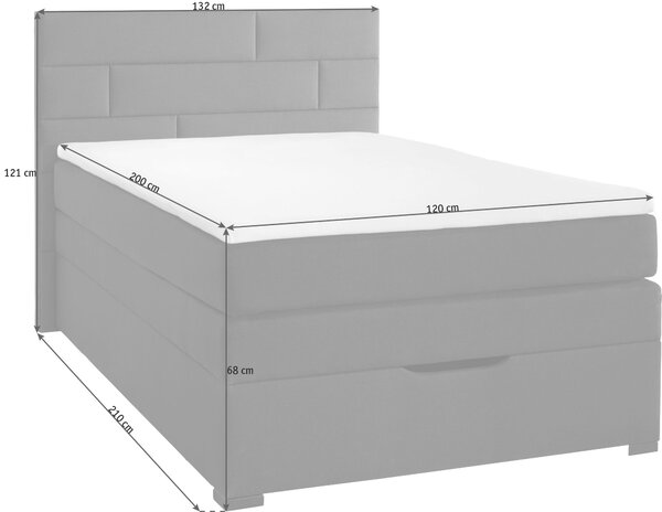 POSTEL BOXSPRING, 120/200 cm, šedohnědá Carryhome - Postele s úložným prostorem