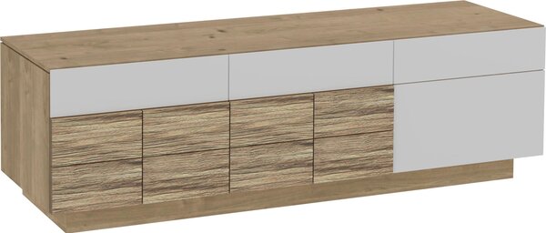 KOMODA POD TELEVIZI, divoký dub, bílá, divoký dub, 192/58/55,2 cm Voglauer - Komody z masivu