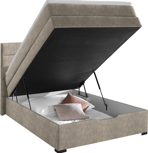 POSTEL BOXSPRING, 120/200 cm, šedohnědá Carryhome - Postele s úložným prostorem