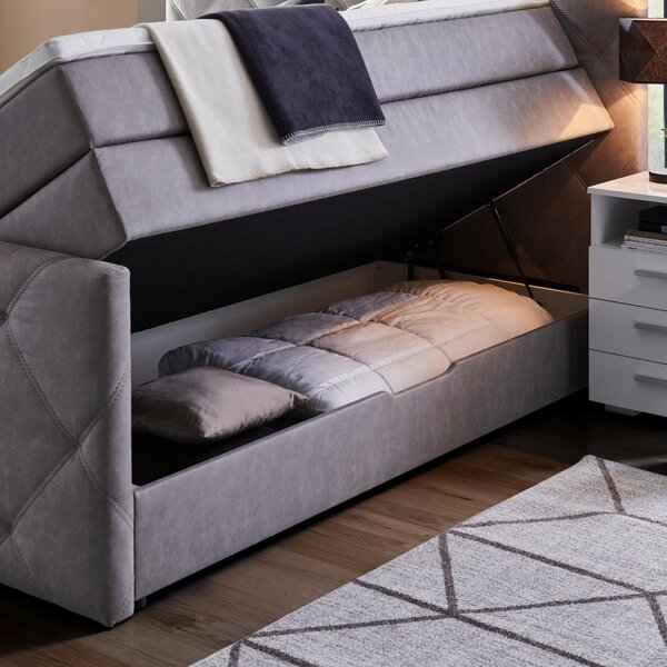 POSTEL BOXSPRING, 180/200 cm, šedá Ti'me - Postele s úložným prostorem