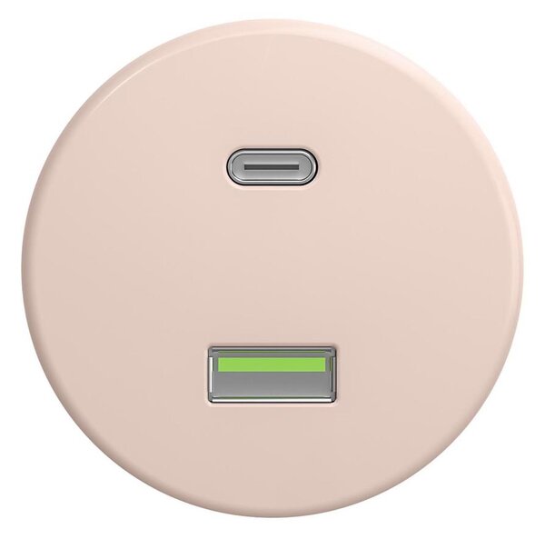 Reblig - Retro USB zásuvka A+C bez rámečku starorůžová