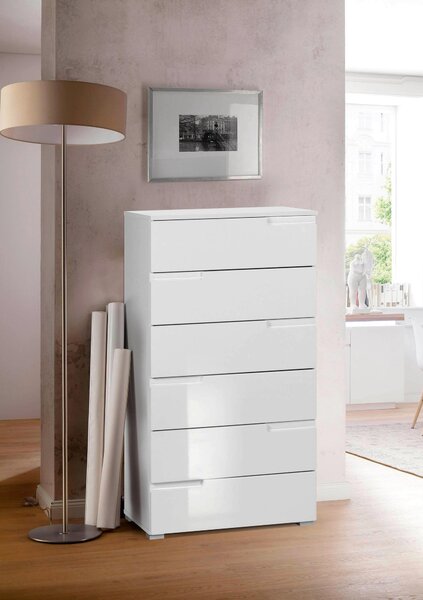 KOMODA, bílá, vysoce lesklá bílá, 65/117,6/40 cm Xora - Široké komody