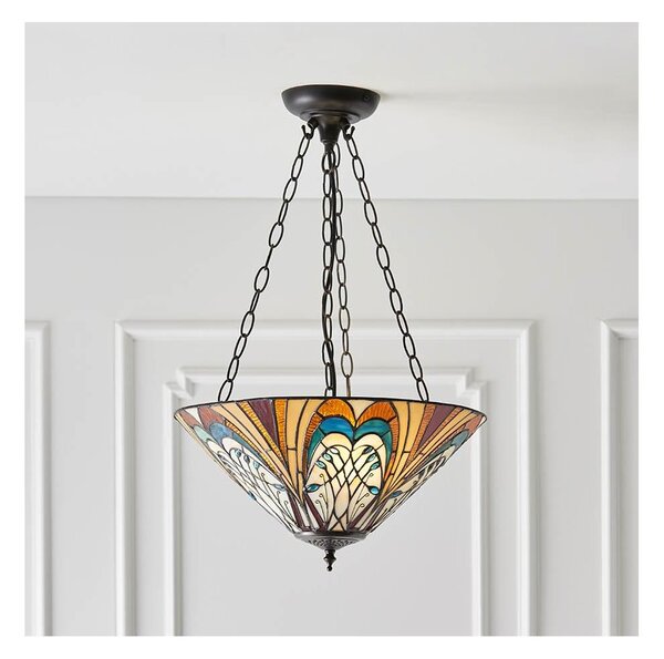 Endon 70750 - Lustr na řetězu Tiffany HECTOR 3xE27/60W/230V pr. 40 cm
