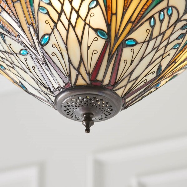 Endon 70750 - Lustr na řetězu Tiffany HECTOR 3xE27/60W/230V pr. 40 cm