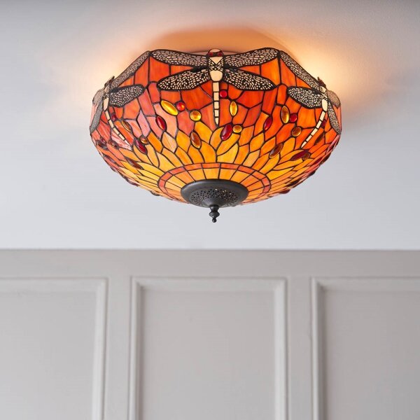 Endon 70721 - Stropní svítidlo Tiffany DRAGONFLY 2xE27/60W/230V pr. 41 cm