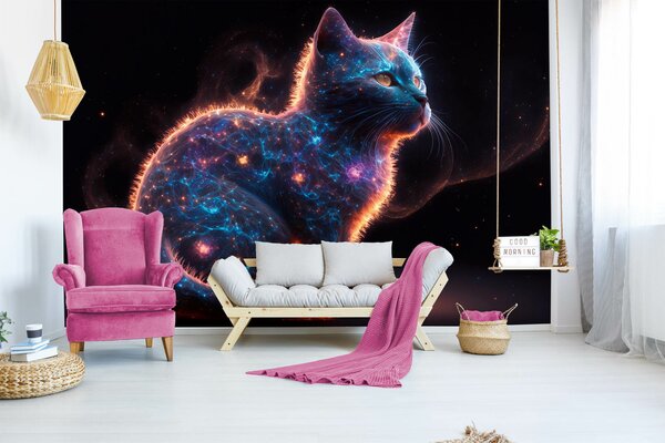 DIMEX | Vliesová fototapeta na zeď Kitten MS-5-AI-0008 | 375 x 250 cm | černá, oranžová, modrá