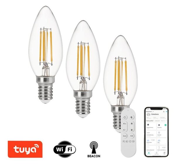 Immax NEO 07807CDO - SADA 3x LED CCT Stmívatelná žárovka E14/4W/230V Wi-Fi+DO