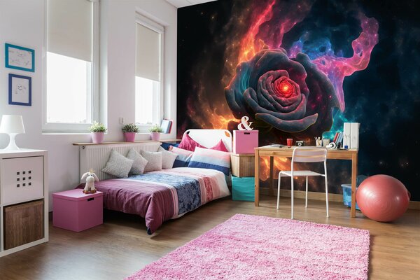 DIMEX | Vliesová fototapeta na zeď Rose MS-5-AI-0012 | 375 x 250 cm | černá, oranžová, modrá, růžová