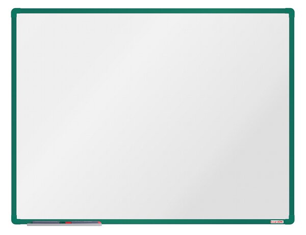 Bílá magnetická popisovací tabule boardOK, 1200 x 900 mm, zelený rám