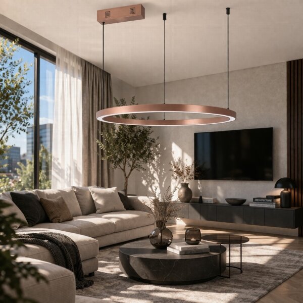 Immax NEO 07327L - LED Stm lustr na lanku FINO 55W/230V 80 cm rose gold Tuya+DO