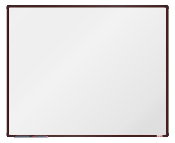 Bílá magnetická popisovací tabule boardOK, 1500 x 1200 mm, hnědý rám