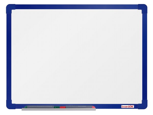 Bílá magnetická popisovací tabule boardOK 600 x 450 mm, modrý rám