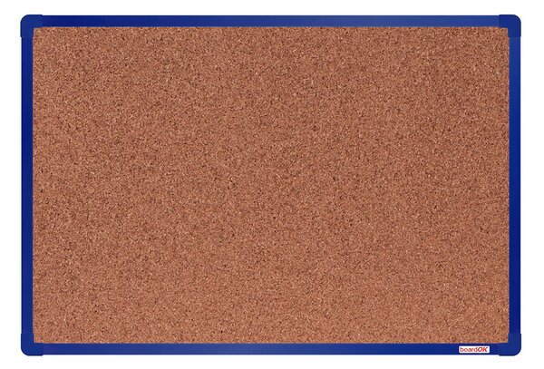 Korková nástěnka boardOK v hliníkovém rámu, 600 x 900 mm, modrý rám