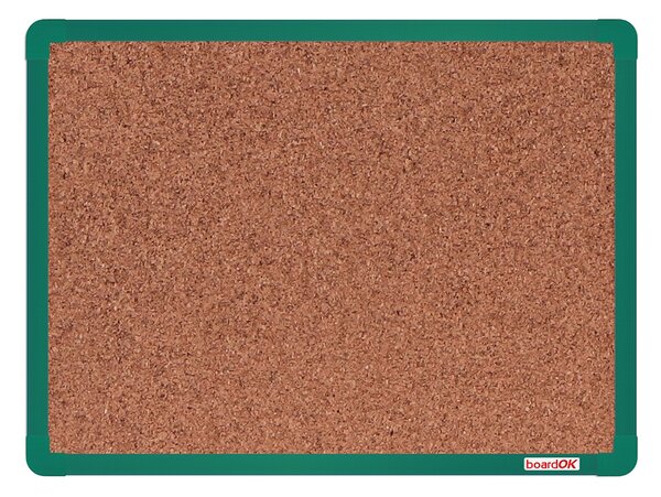 Korková nástěnka boardOK v hliníkovém rámu, 600 x 450 mm, zelený rám