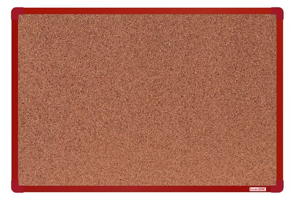 Korková nástěnka boardOK v hliníkovém rámu, 600 x 900 mm, červený rám
