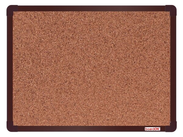 Korková nástěnka boardOK v hliníkovém rámu, 600 x 450 mm, hnědý rám