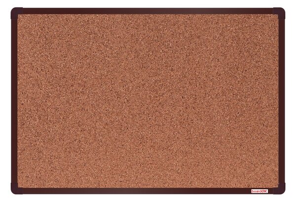 Korková nástěnka boardOK v hliníkovém rámu, 600 x 900 mm, hnědý rám