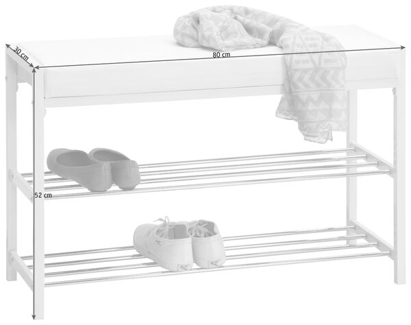REGÁL NA BOTY, bílá, 80/52/30 cm Carryhome - Regály na boty
