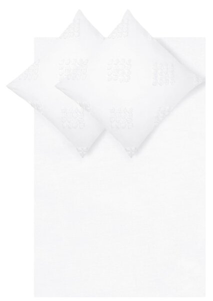 Bílé povlečení na dvoulůžko z bavlněného perkálu Westwing Collection Fia, 200 x 200 cm