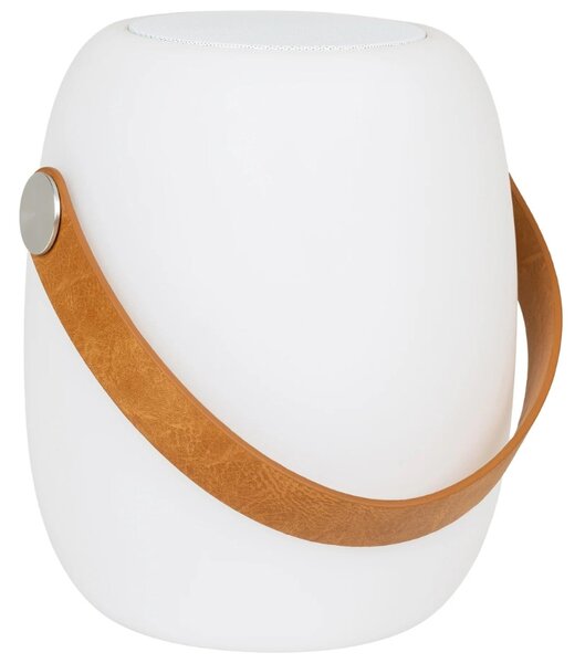 Nordic Living Bílá plastová stolní LED lampa s bluetooth reproduktorem Carin