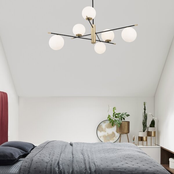 Opálově bílé skleněné závěsné světlo Nova Luce Git 100 cm