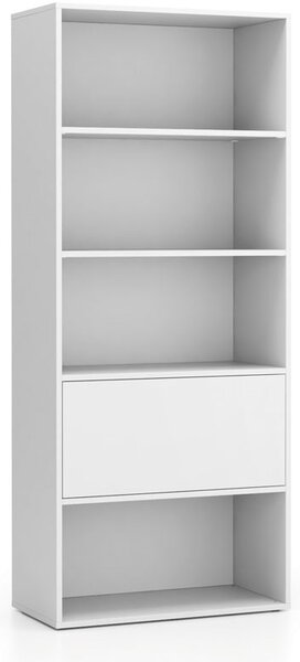 Vysoký kancelářský policový regál LAYERS, 1 box, 800 x 400 x 1905 mm, bílá