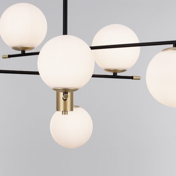 Opálově bílé skleněné závěsné světlo Nova Luce Git 100 cm