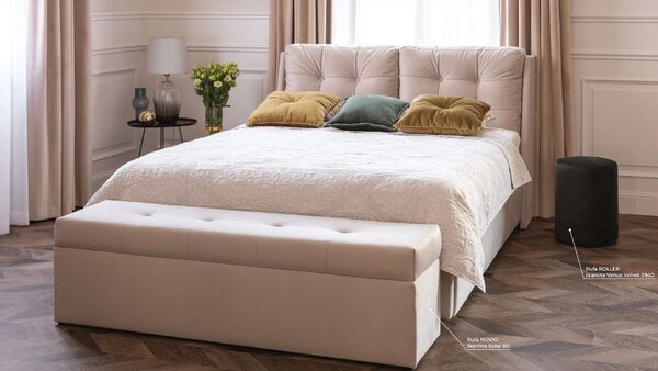 Hauss Retro postel Novio (mnoho velikostních variant) Odstín postele: Potah skupiny I, Úložný prostor: MEDIUM kostra bez úložného prostoru, Rozměr matrace: 160 x 200 cm