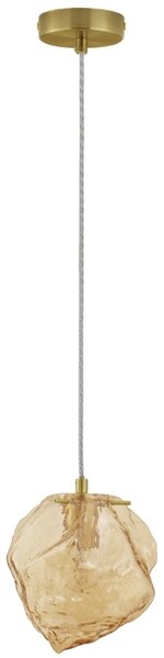 Jantarově hnědé skleněné závěsné světlo Nova Luce Odelle 18 cm