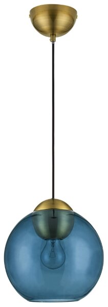 Modré skleněné závěsné světlo Nova Luce Midori 24 cm