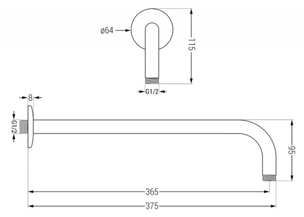 Mexen nástěnné sprchové rameno 40 cm chrom - 79211-00